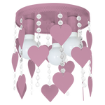 Corazon Pink Ceiling Lamp 3xe27 Delightful Hand Made Bedroom Centrepiece In Baby Pink With Hearts And Crystals