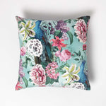 Floral Peacock Filled Velvet Cushion 46 X 46 Cm | 45cm x 45cm | Pink