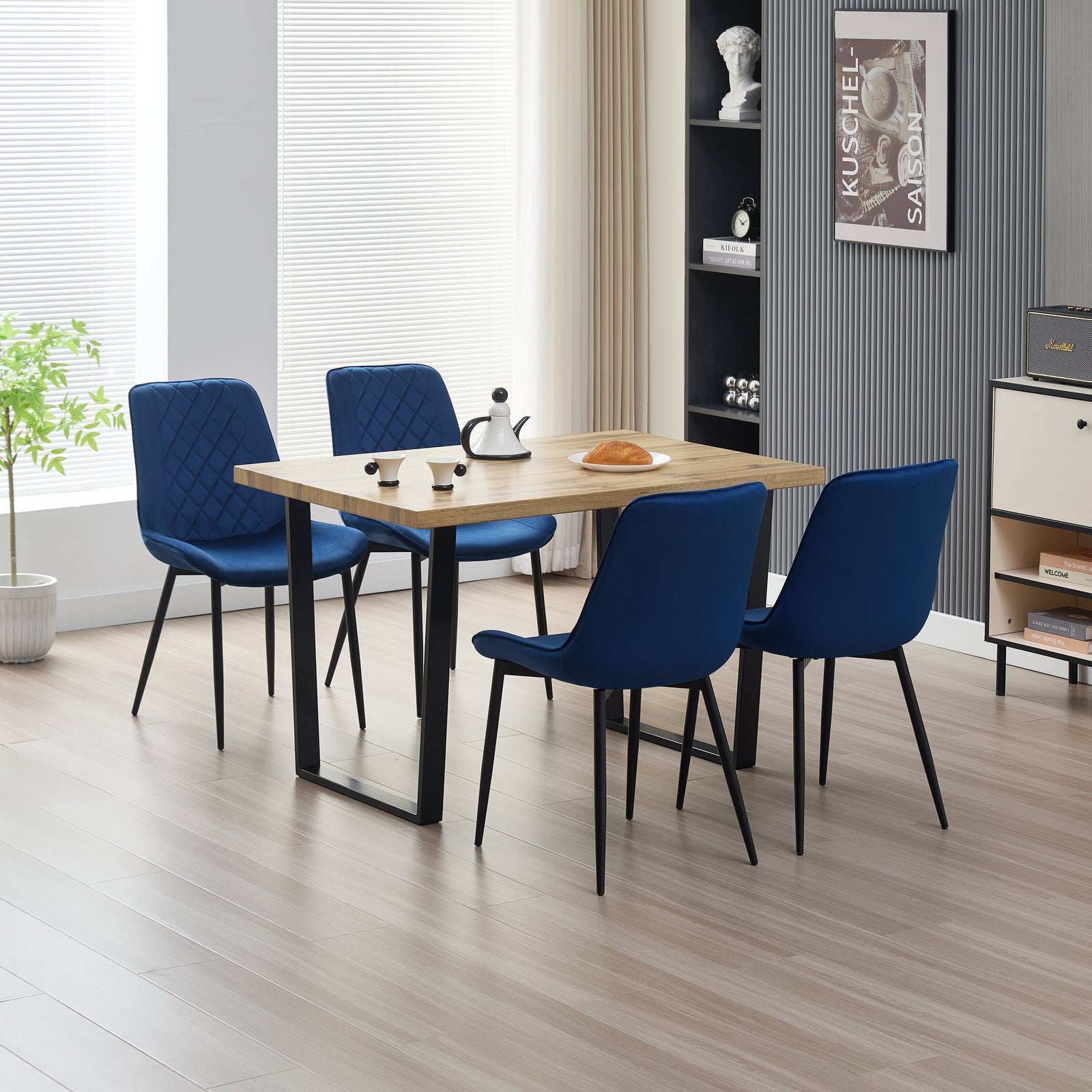 Stylish Colorado Dining Table Set With 4 Amelia Chairs | Blue