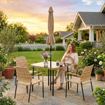 4 Seater Rattan Dining Set With Parasol | Brown