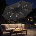 2.6 M Garden Parasol Umbrella With Light, Outdoor Patio Umbrella | Black