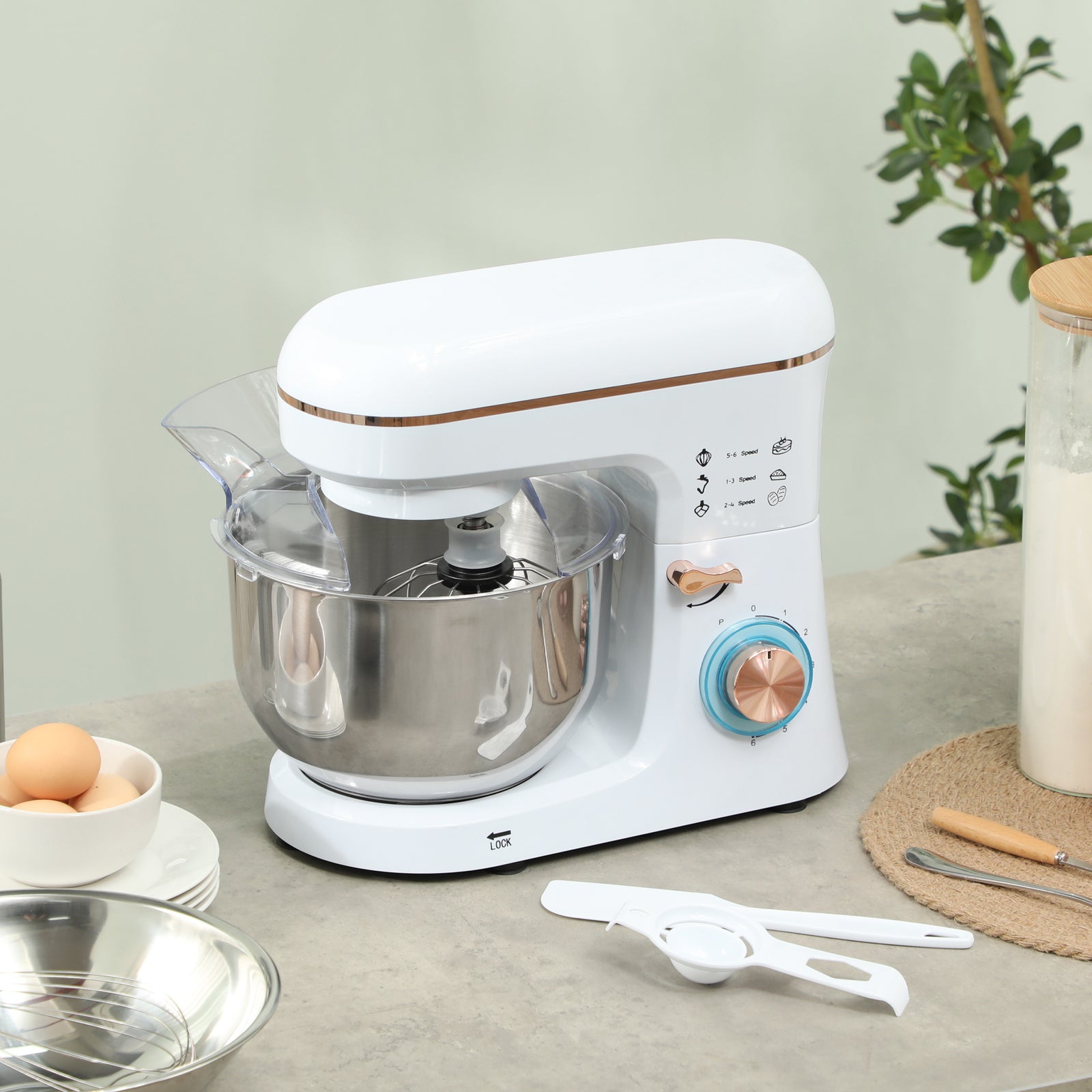 Electric Stand Mixer 5l Food Mixer With Whisk | White
