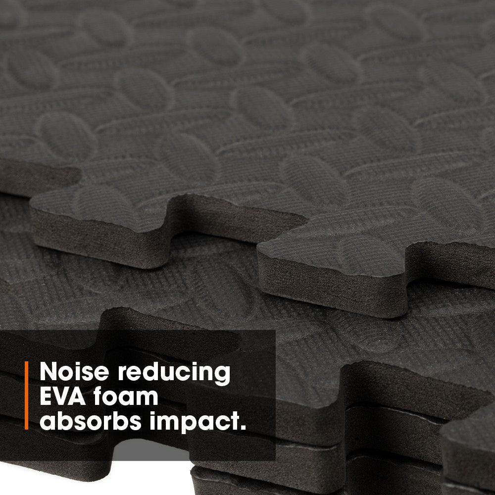 Interlocking Gym Mat - Corrugated Black