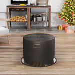 Round Fire Pit W/ Lid & Poker, Black