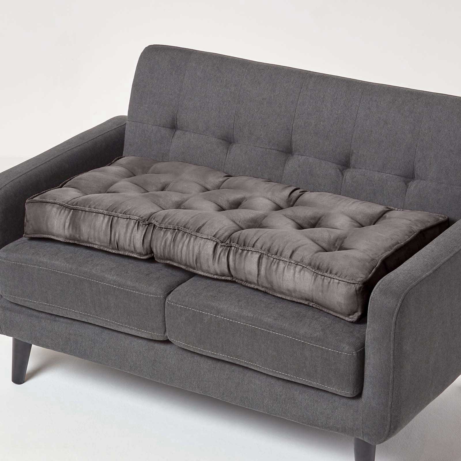 Faux Suede 2 Seater Booster Cushion | 50cm x 100cm | Grey