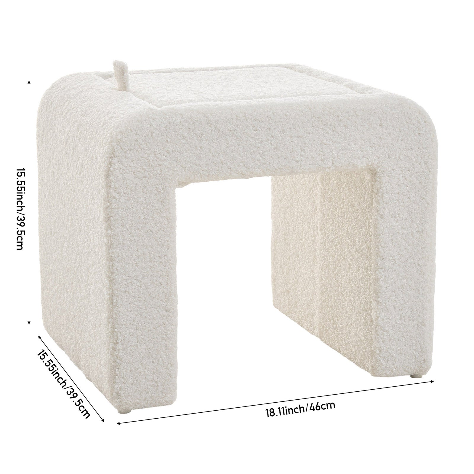Modern Upholstered Footstool | White