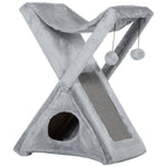 Plush Folding Cat Tree Play Rest Activity Tower W/ Scratching Post Grey