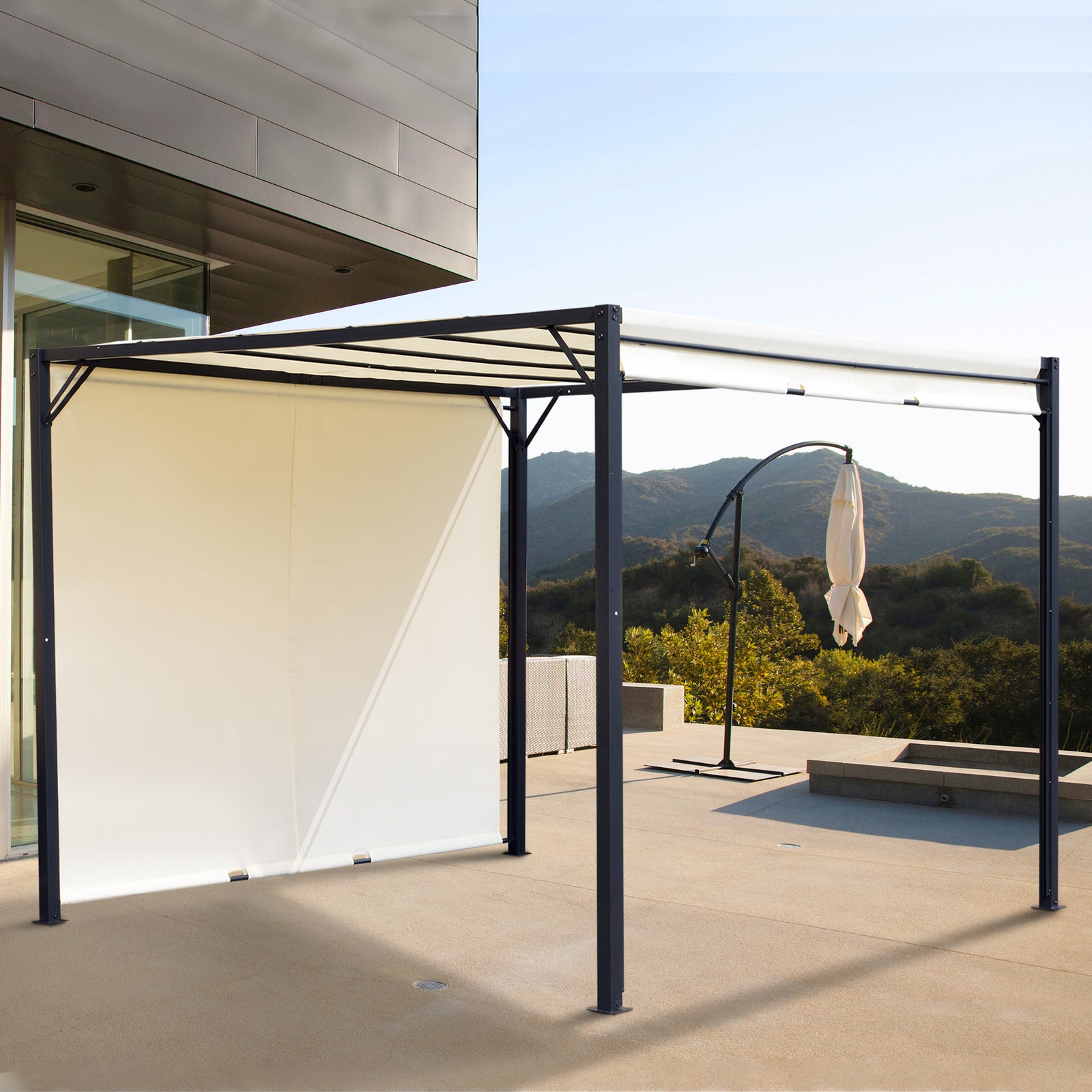 3 X 3m Pergola Metal Gazebo Outdoor Sun Shade Shelter Canopy