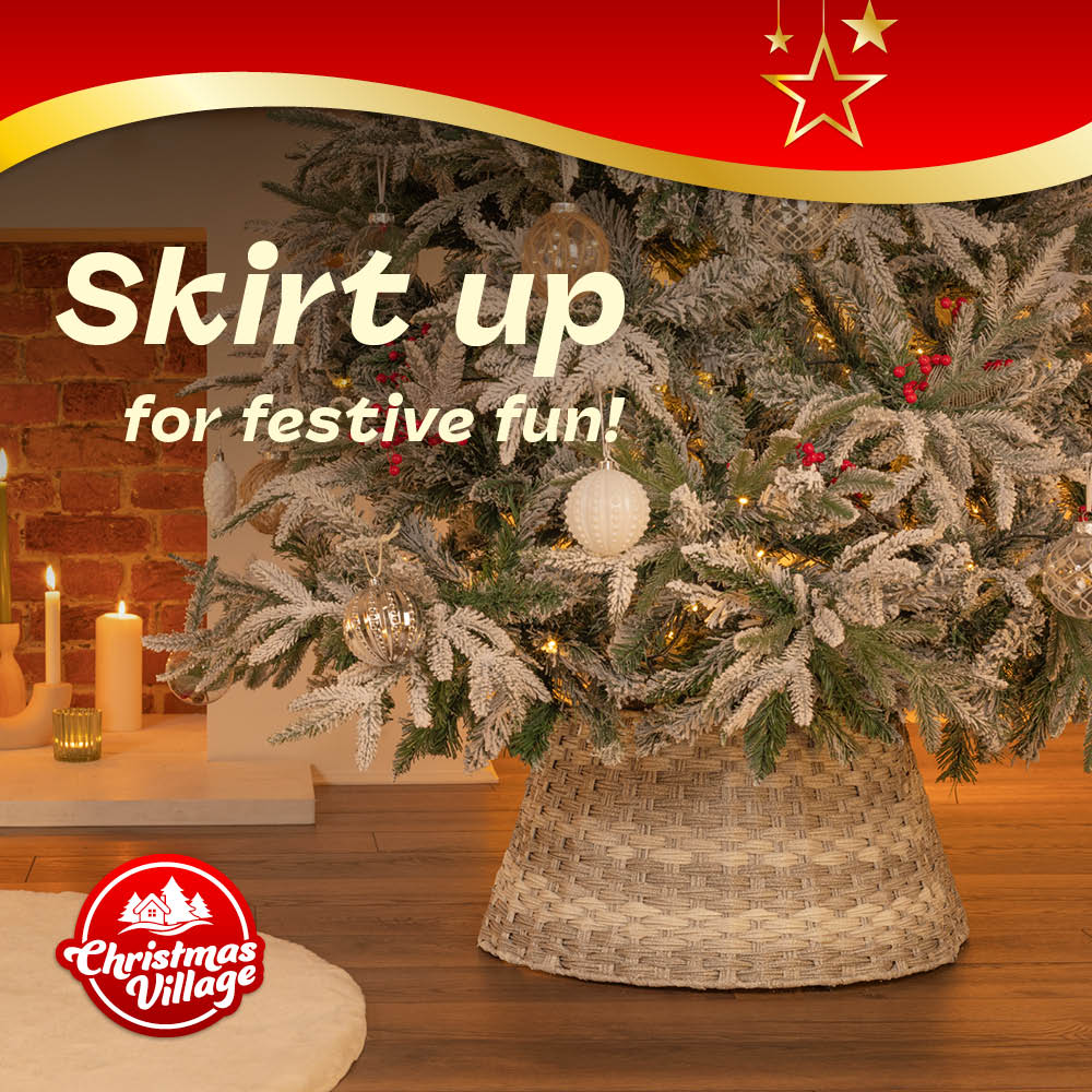 Rattan Tree Skirt Foldable Basket Cover For Indoor Decor