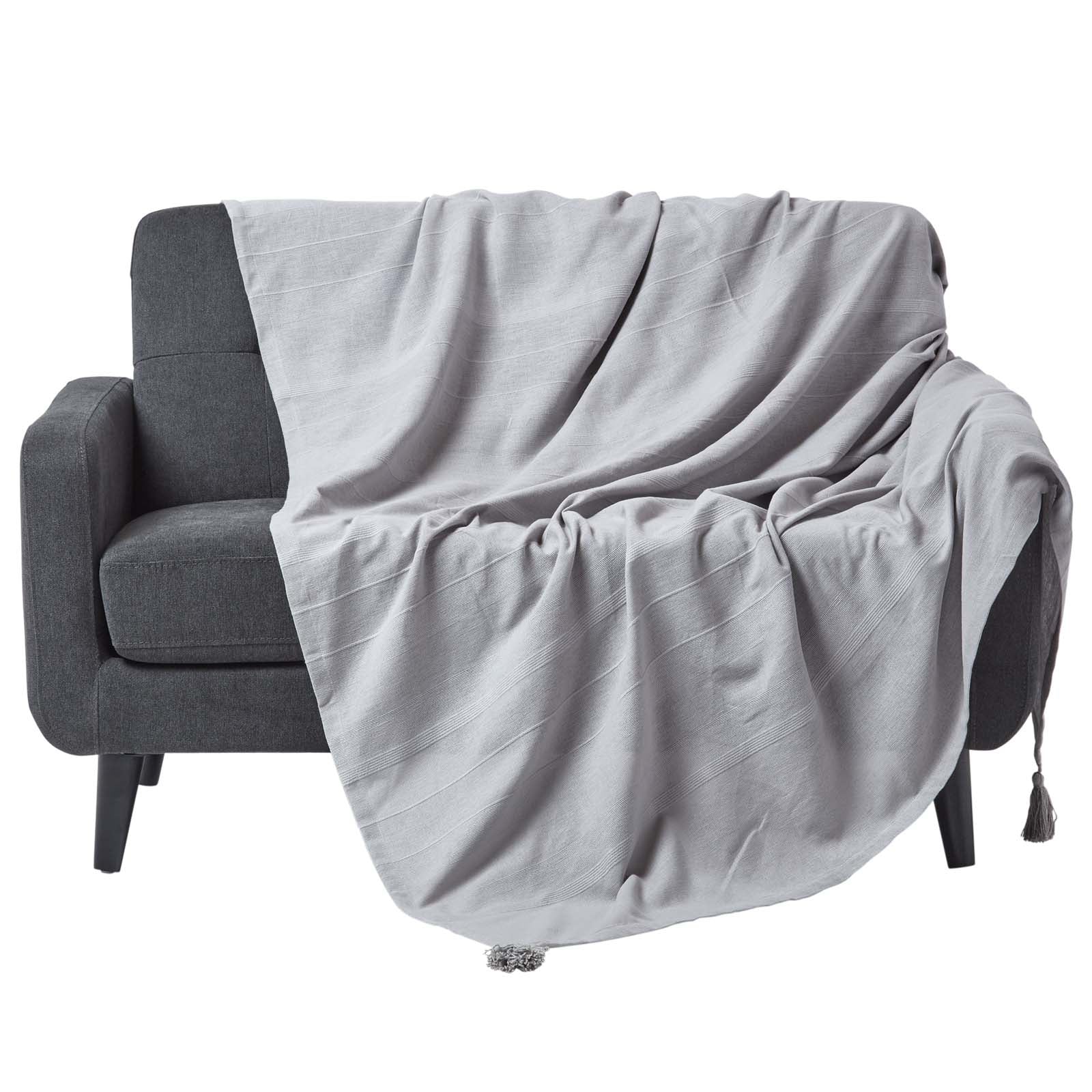 Cotton Rajput Ribbed Throw | 150cm x 200cm | Silver Grey