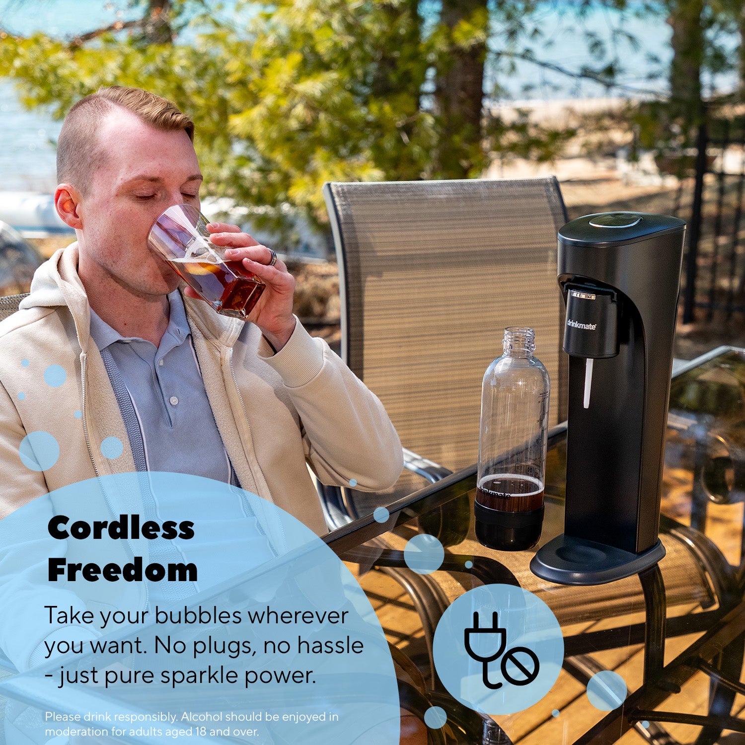 Omnifizz Soda Maker, Sparkling Water Maker, Machine Only | Blue