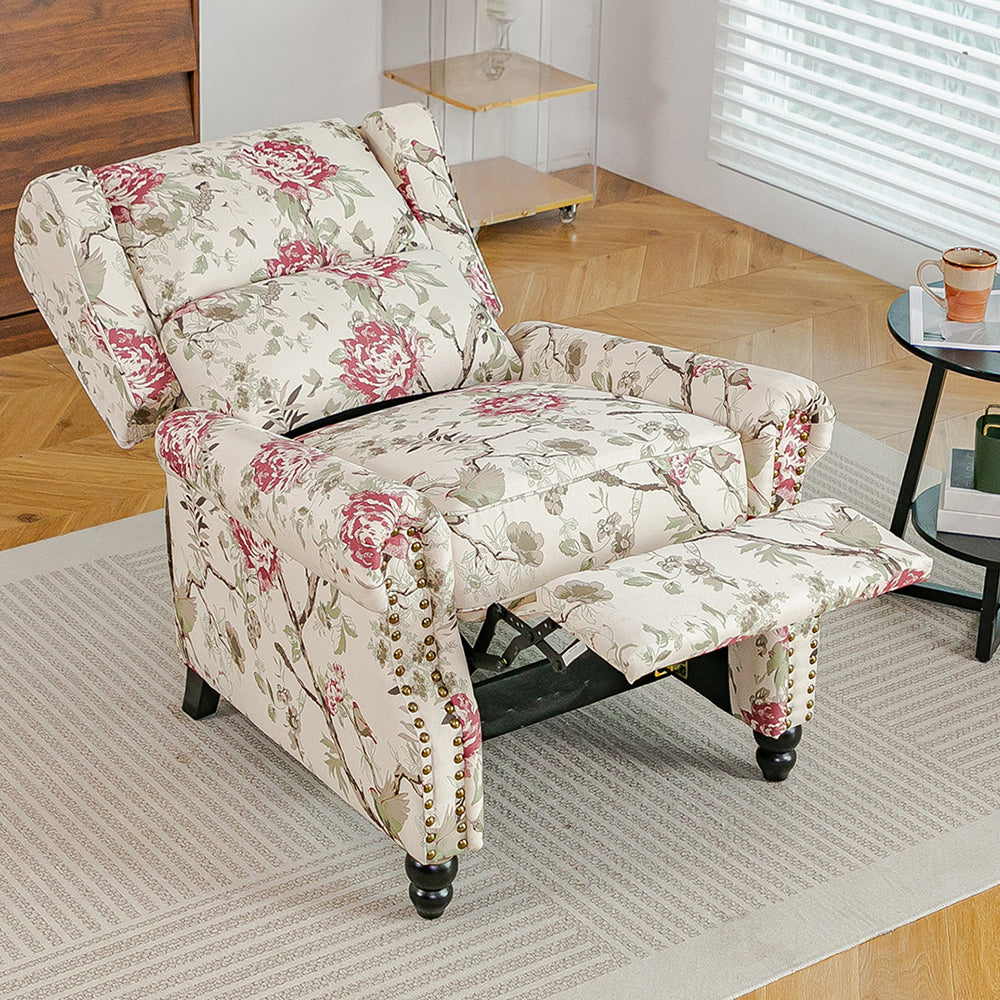 Fabric Upholstered Sofa Pushback Reclining Chair Armchair