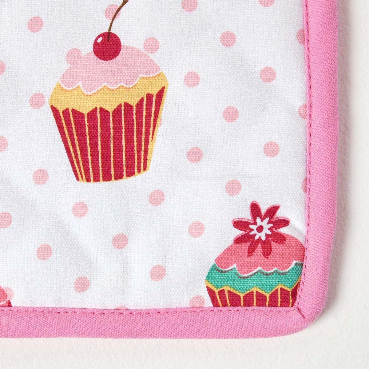HOMESCAPES Pink Cupcake Cotton Pot Holder