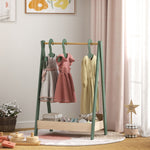 Aiyaplay Kids Clothes Rail With Hangers, Base Shelf For Girls, Boys, Green