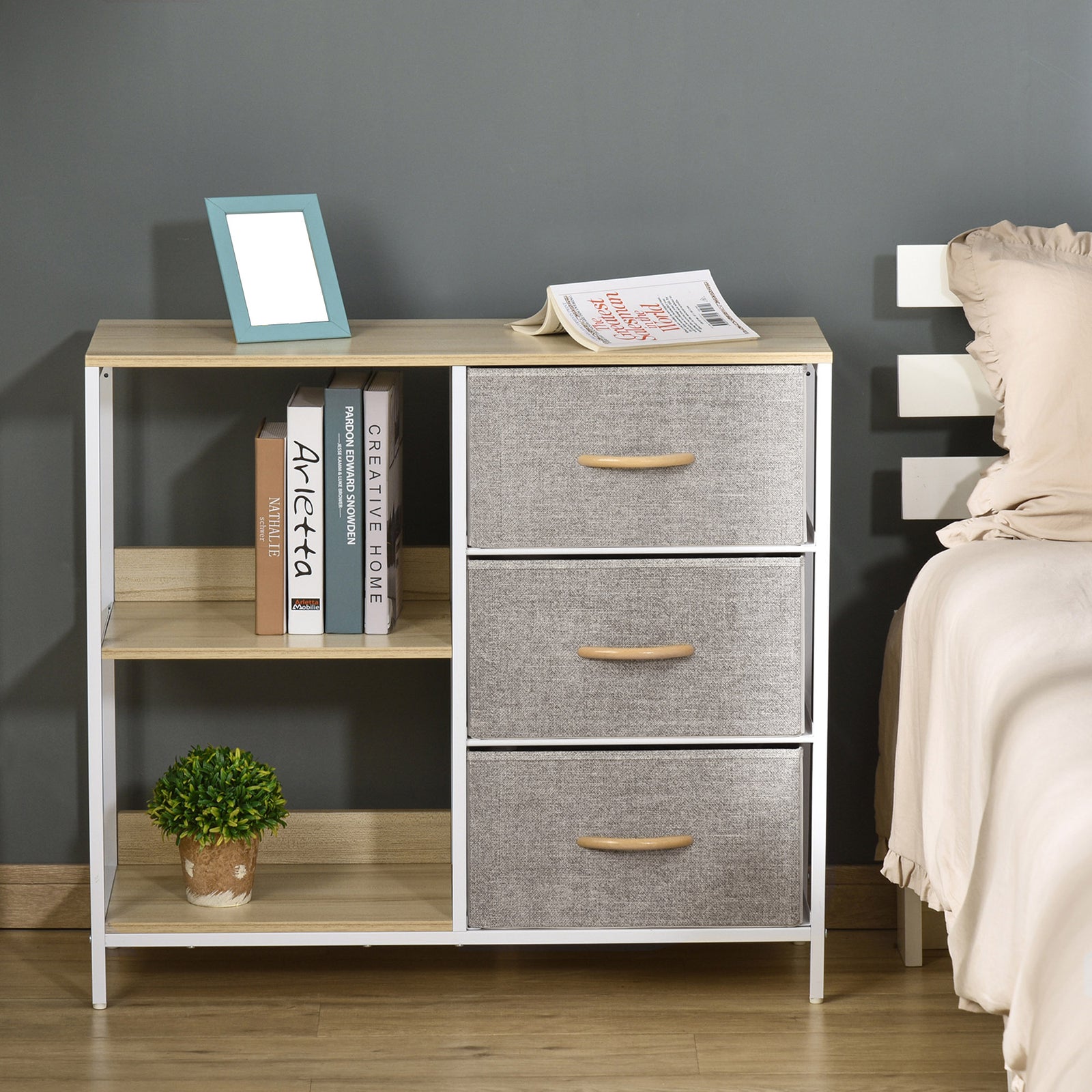 Chest Dresser Tower With 3 Drawers Storage Cabinet Organizer | One Size | Beige