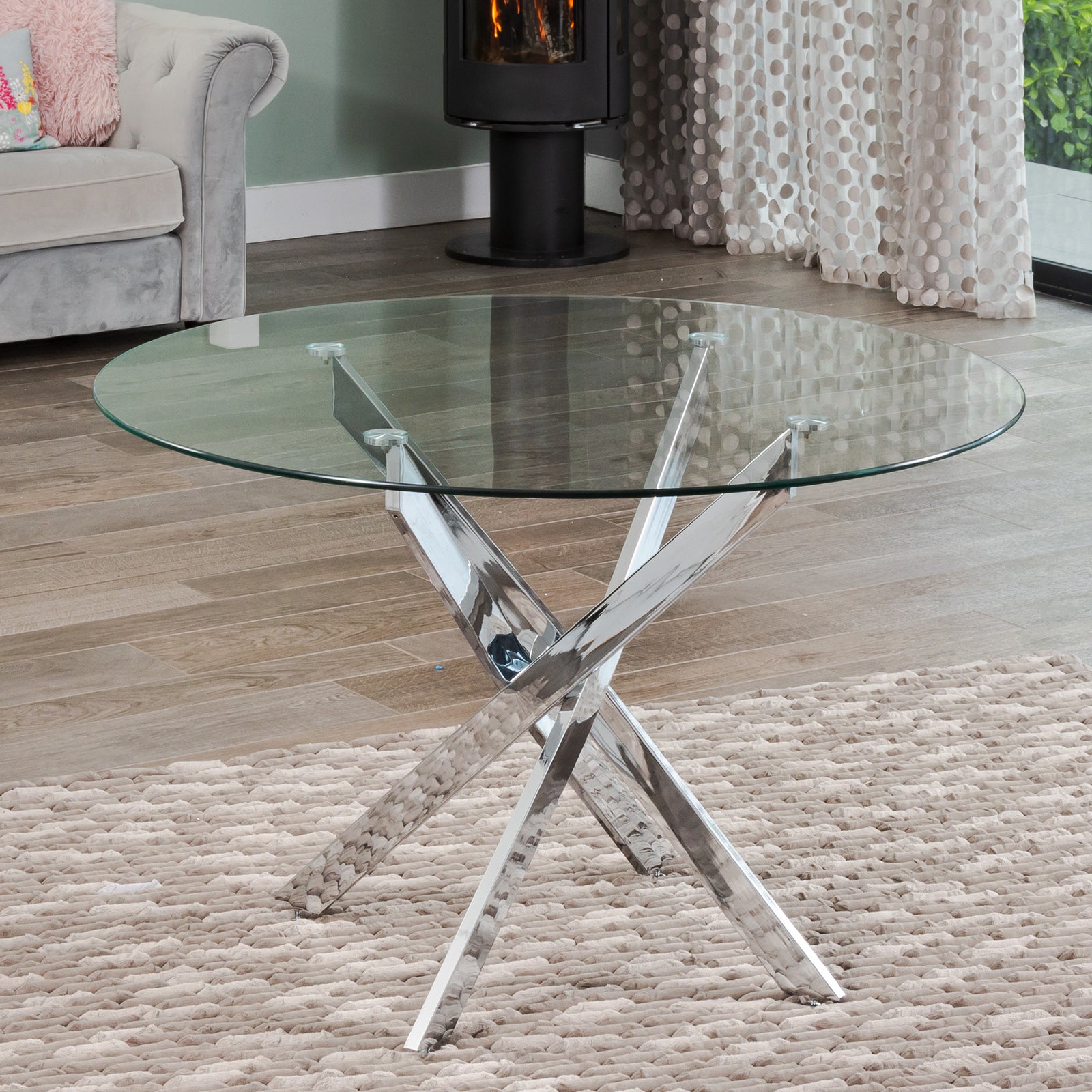 Novara 120cm Round Glass Dining Table