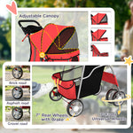 PawHut Pet Stroller Carrier Foldable Deluxe Walk Travel Dog