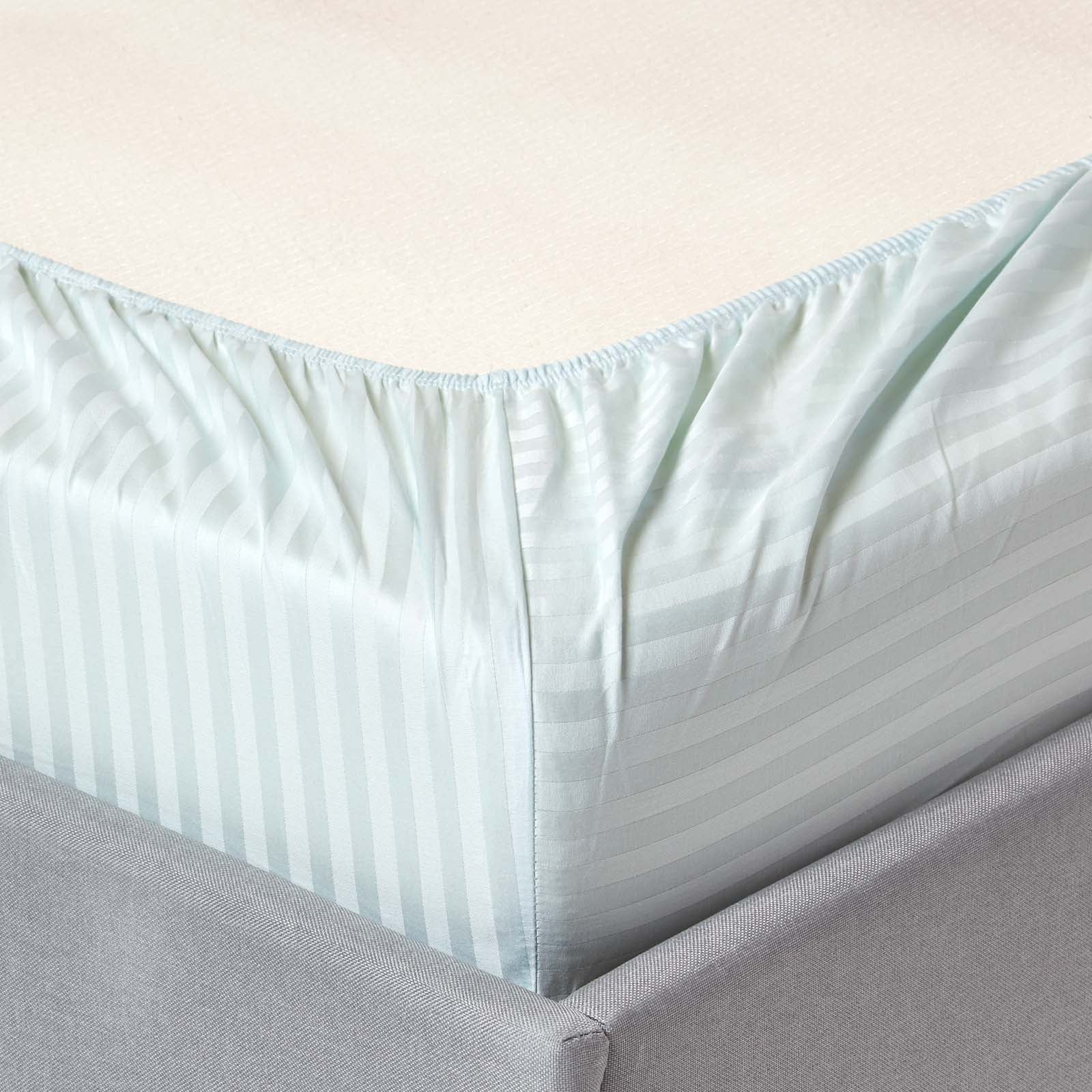 Cotton Stripe Fitted Cot Sheets 330 Tc, 70 X 140 Cm | Cot Bed | Blue
