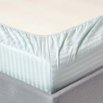 Egyptian Cotton Satin Stripe Fitted Sheet 330 Tc | Super King | Blue