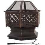 Outdoor Fire Pit W/ Screen & Poker, Bronze