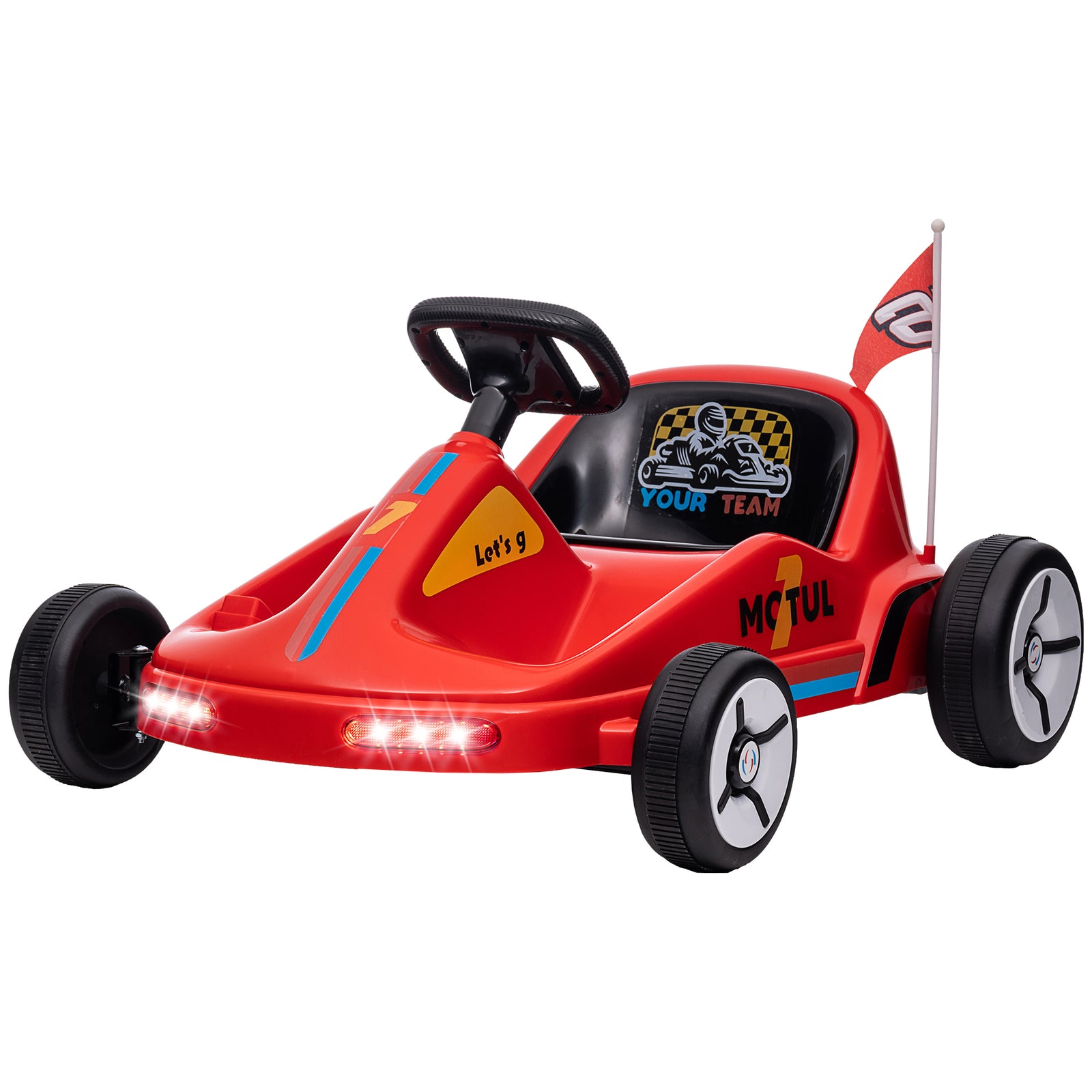 6v Electric Go Kart W/ Music, Light, Horn, For 3-5 Years | Red