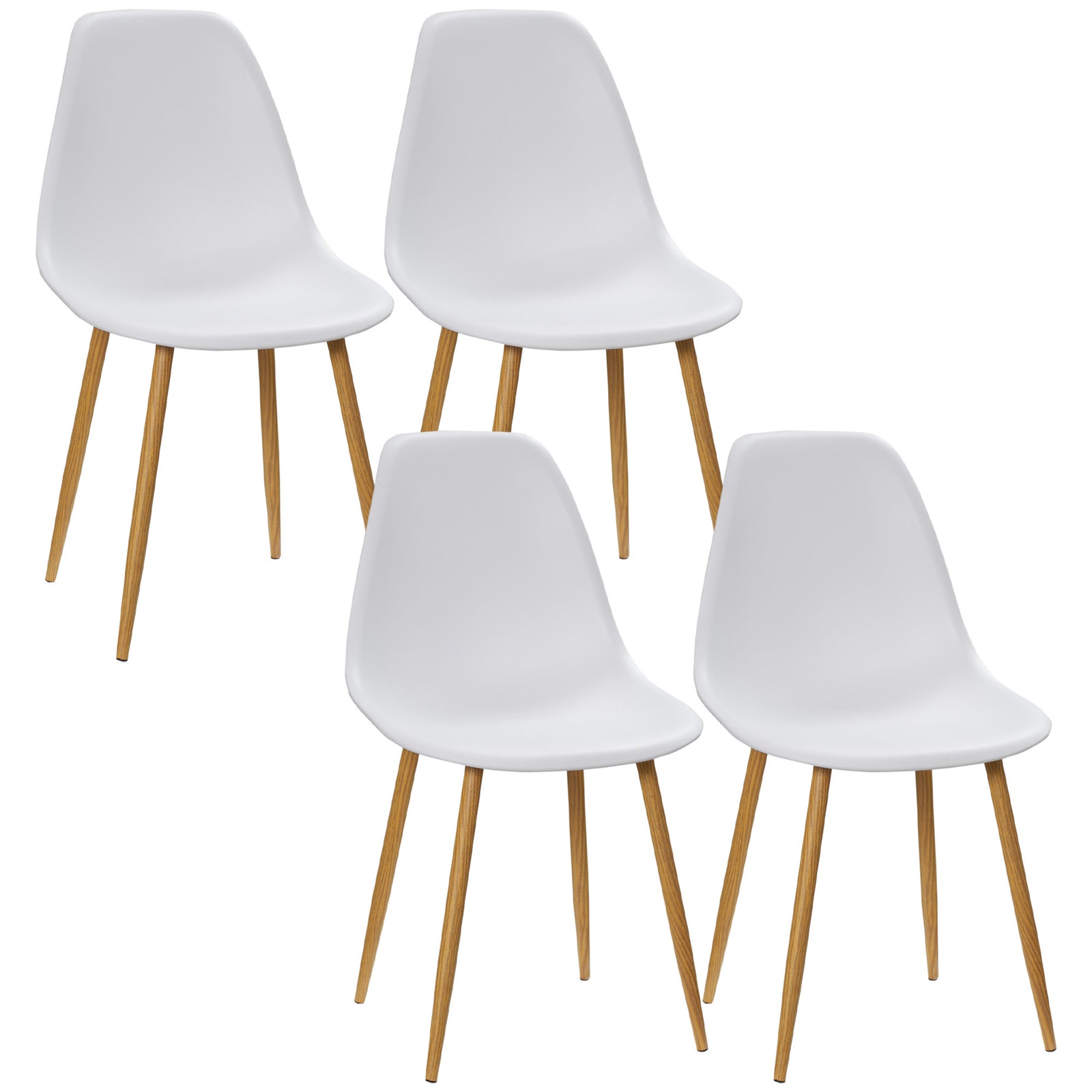 Modern Armless Dining Chairs, Set Of 4 | White