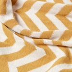 Chevron Herringbone Cotton Knitted Throw | 130cm x 170cm | Mustard