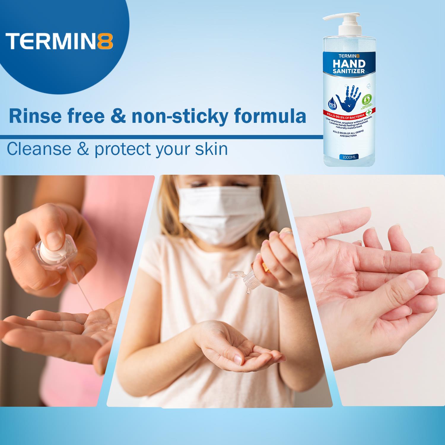 Anti-bac Hand Sanitiser Gel Kills 99.9% Bacteria, Aloe Vera 1l