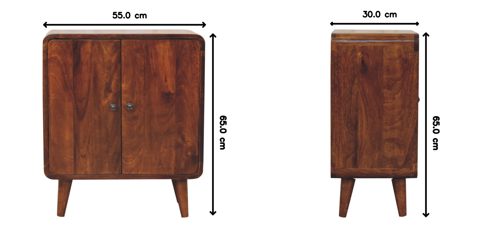Solid Wood Mini Classic Chestnut Cabinet, Brown, 2 Doors