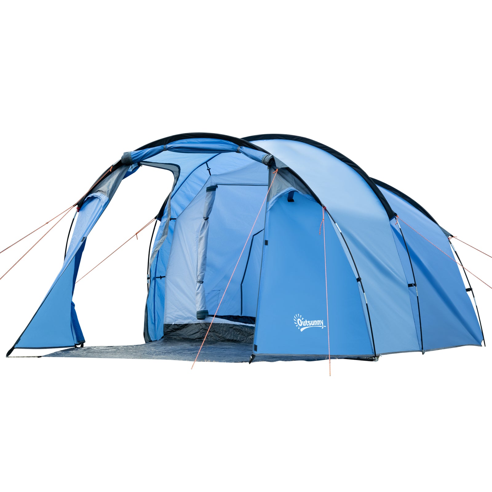 3 Man Camping Tent 2 Rooms Porch Vents Weather-resistant | Sky Blue