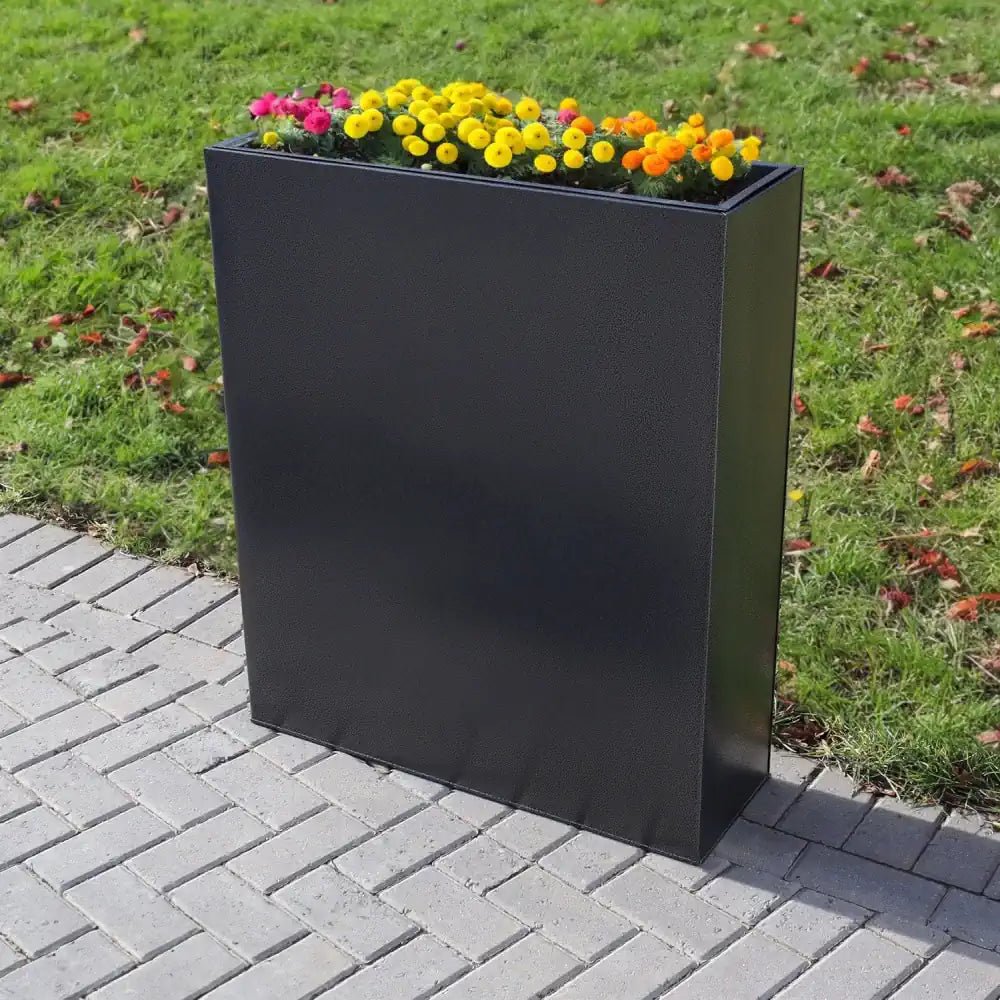 Long Zinc Galvanised Tall Trough Planter | 75cm x 25cm x 90cm | Silver Black