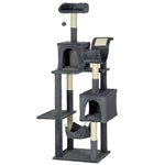 177cm Cat Tree For Indoor Cats, Modern Cat Tower With Hammock - Dark Grey