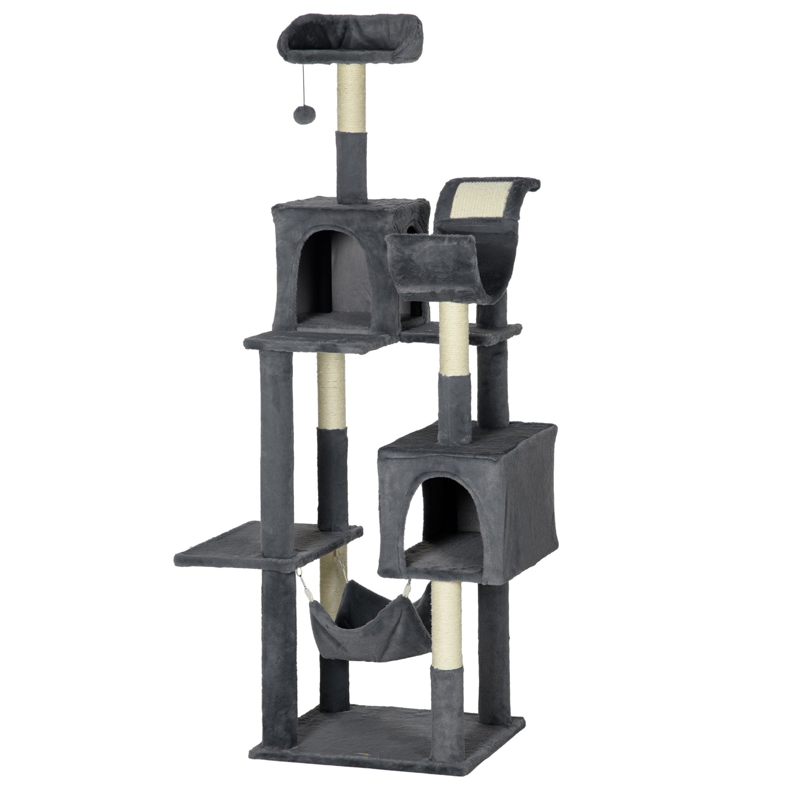 177cm Cat Tree For Indoor Cats, Modern Cat Tower With Hammock - Dark Grey