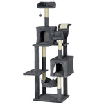 177cm Cat Tree For Indoor Cats, Modern Cat Tower With Hammock - Dark Grey