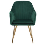 2pcs Modern Velvet Upholstered Dining Chairs With Polished Gold Legs | Green