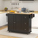 HOMCOM Kitchen Island On Wheels, Kitchen Cart With Drop Leaf, Black