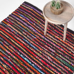 Handwoven Multi Coloured Recycled Chindi Folk Rug | 150cm x 220cm | Multi Colour