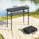 3ft Folding Camping Table, Picnic Table With Storage Layer | Black