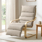 HOMCOM Lounge Chair With Wooden Frame For Living Room, Bedroom, Light Brown