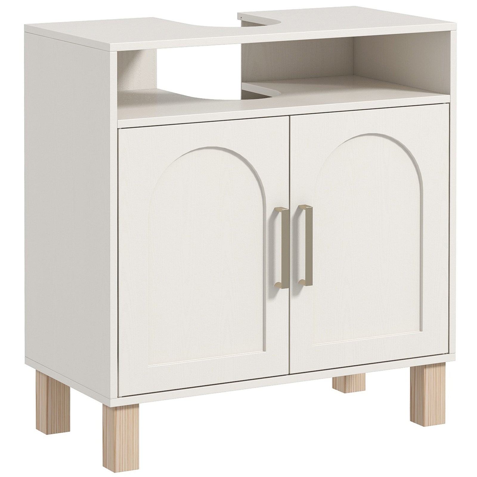 Under Sink Bathroom Cabinet For Basin Without Pedestal, Cream White