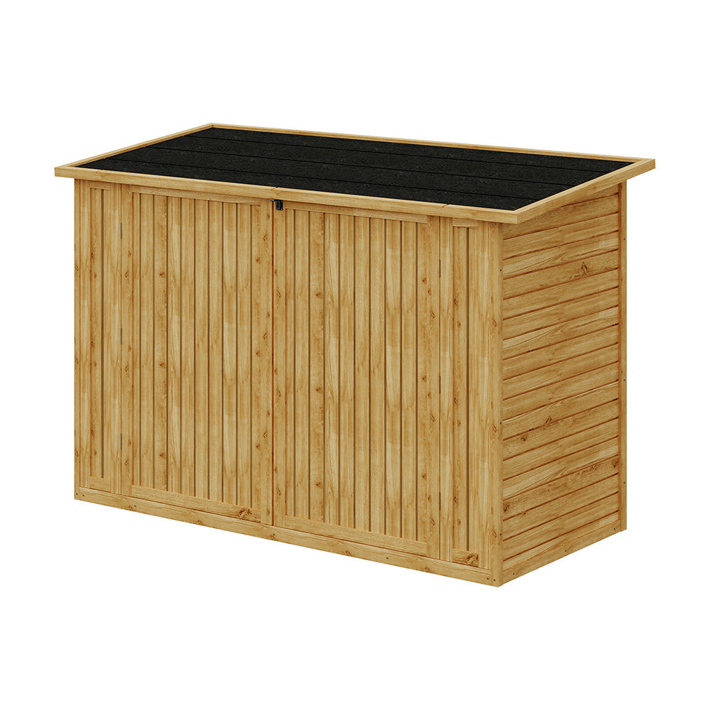 Outdoor Fir Wood Bicycle & Garden Shed – Sloped Asphalt Roof, Lockable Door, Natural Wood, Floor Included | Medium | Natural