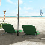 2pc Outdoor Beach Mat Steel Reclining Chair Set W/ Pillow | Green