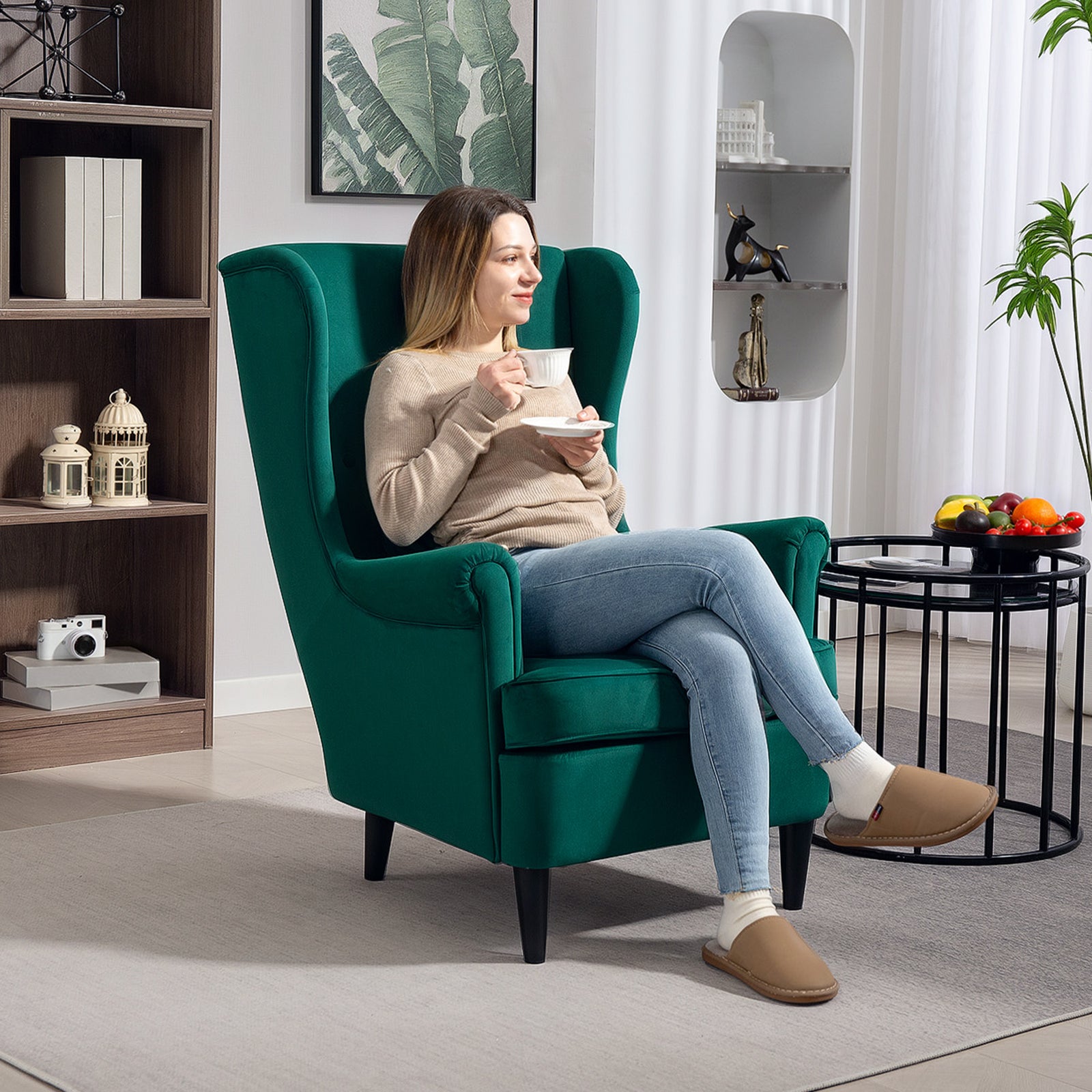 Wingback Chair, Modern Accent Chair For Living Room Bedroom | Green