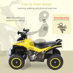 No Power Quad Toddler Ride On Car Foot-to-floor Sliding | Yellow