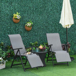 Set Of 2 Outdoor Sun Recliner Loungers W/adjustable Footrest | Gray