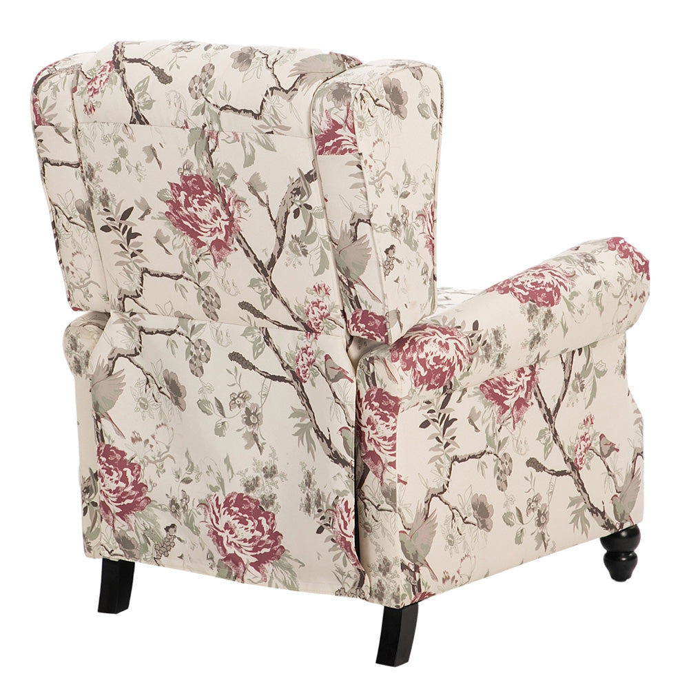 Fabric Upholstered Sofa Pushback Reclining Chair Armchair