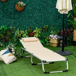 Folding Outdoor Lounger W/ Pillow | Khaki