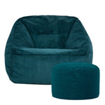Morgan Cord Armchair & Pouffe Set | Teal