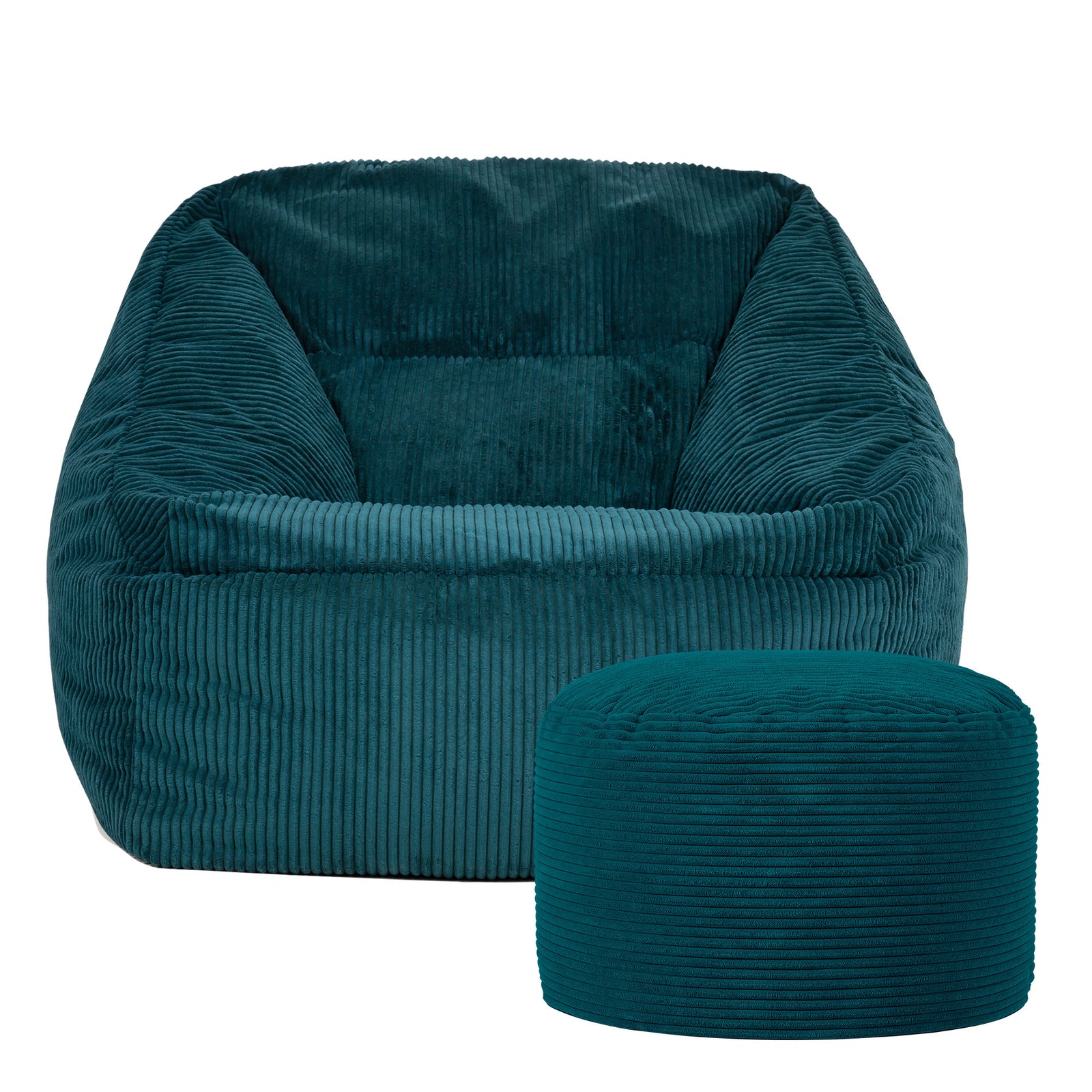 Morgan Cord Armchair & Pouffe Set | Teal