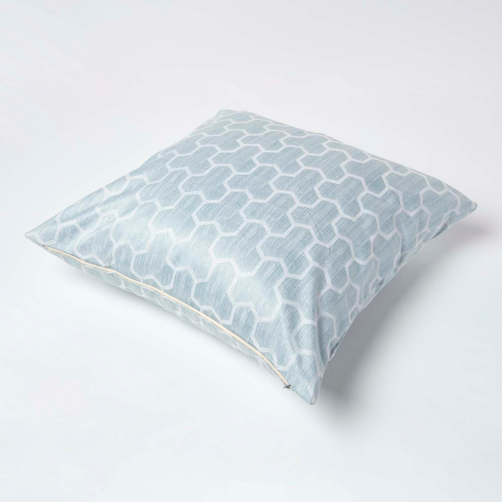 Geometric Jacquard Cushion Cover | 60cm x 60cm | Blue